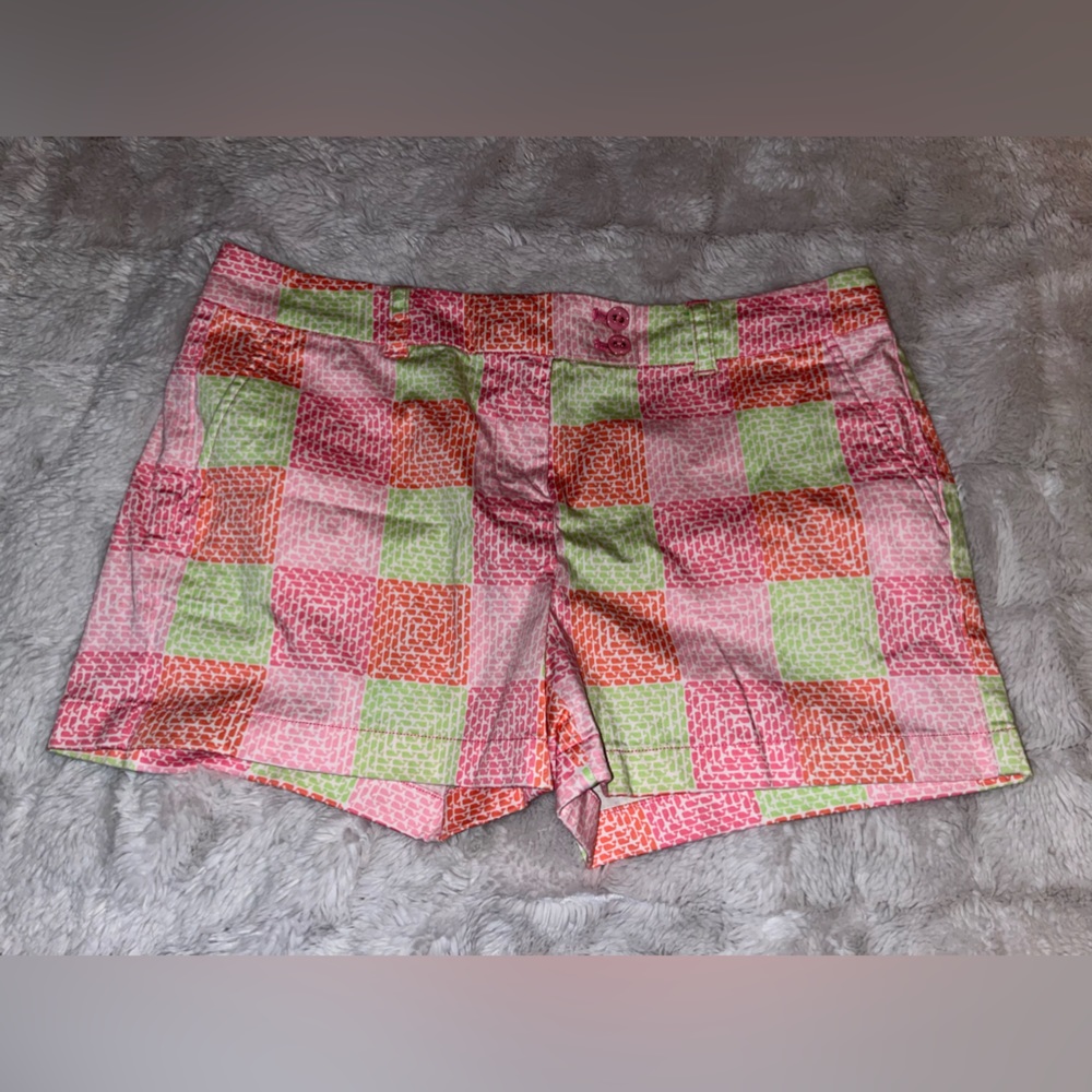 Vineyard Vines Pink and Green Checkered Women Shorts